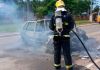Timbé do Sul: motorista é hospitalizado após acidente seguido de incêndio