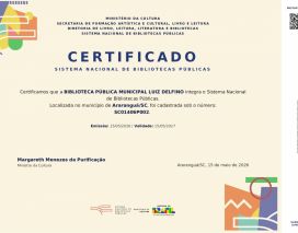 Biblioteca Luiz Delfino passa a integrar o Sistema Nacional de Bibliotecas Públicas