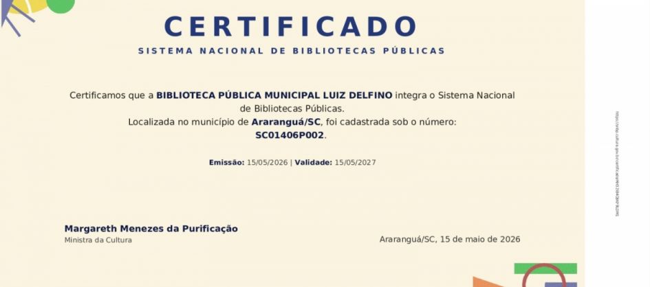 Biblioteca Luiz Delfino passa a integrar o Sistema Nacional...