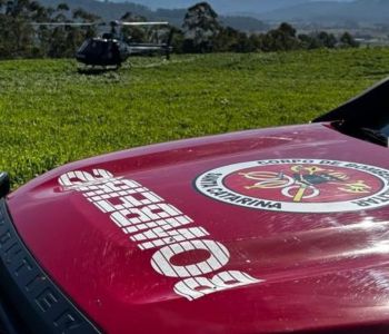 Serviço aeromédico socorre homem ferido por disparo de arma de fogo no interior de Turvo