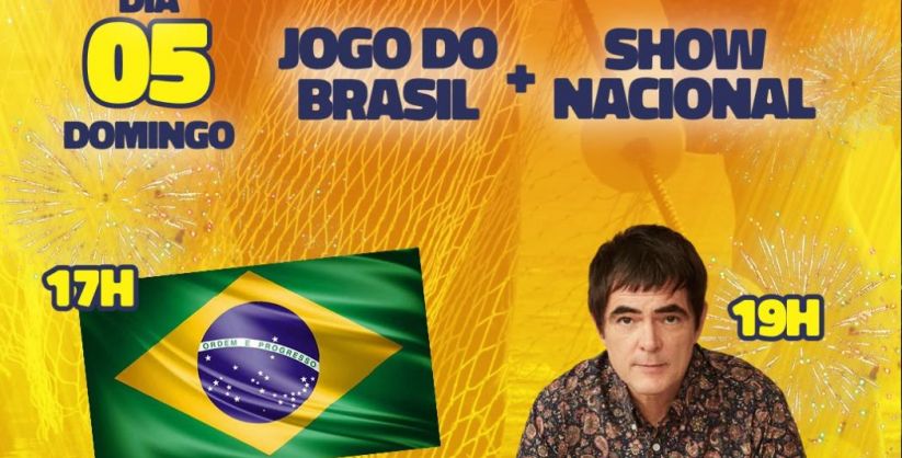 Domingo terá transmissão do jogo do Brasil e show nacional com Samuel Rosa na 33ª Festa do Peixe