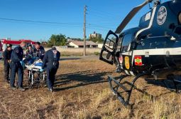 Paciente é transferida de helicóptero após sofrer AVC hemorrágico em Turvo