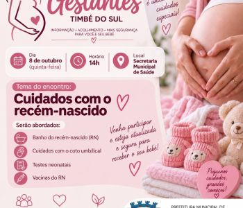 Encontro de gestantes de outubro abordará cuidados essenciais com o recém-nascido