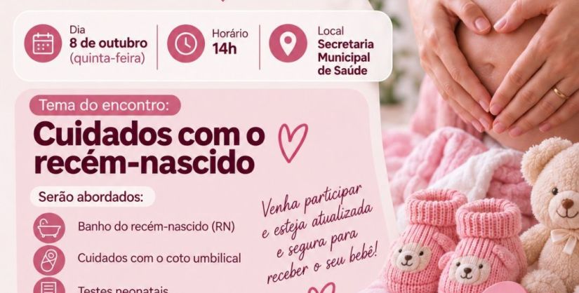 Encontro de gestantes de outubro abordará cuidados essenciais com o recém-nascido