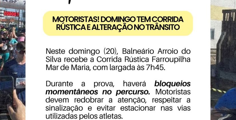 Balneário Arroio do Silva sedia a Corrida Rústica Farroupilha Mar de Maria no próximo domingo (20).