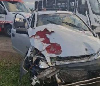 Acidente envolve carro e ônibus escolar em Santa Rosa do Sul