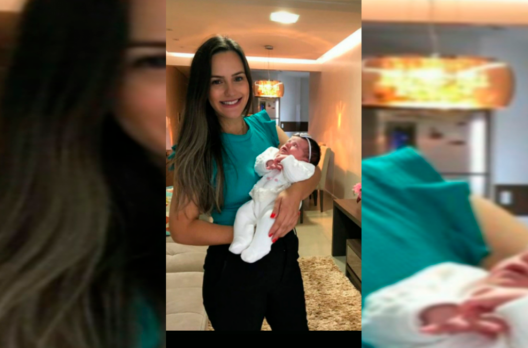 Camila Nunes levando a pequena Júlia para 'passear' em uma consulta médica