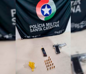 Polícia militar apreende arma de fogo, munição e droga em Balneário Gaivota